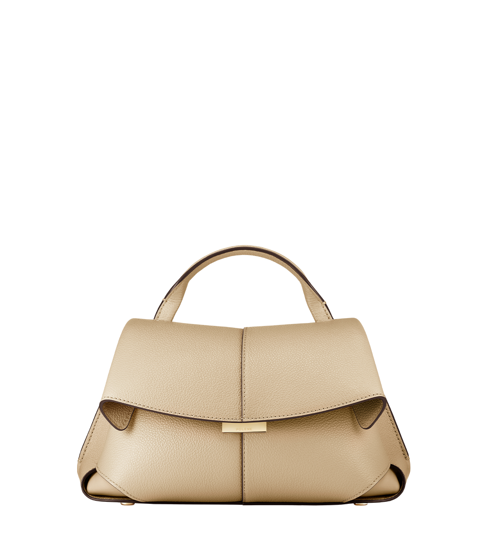 POLENE ブラウンレザー ミニケース Polène | Bolso - Mokki Mini - Arena Piel Granulada – Polène ES