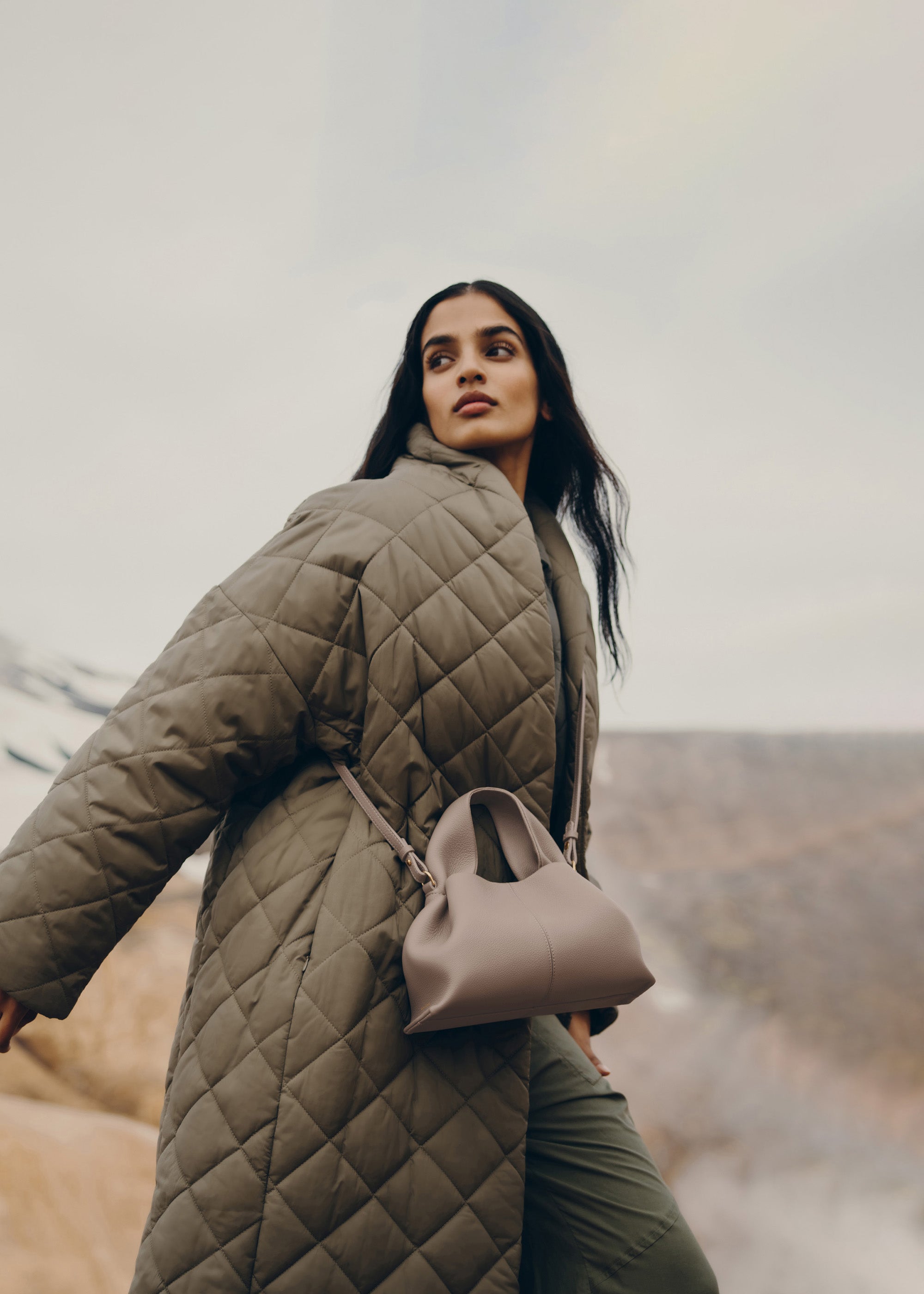 Polène | Bolso - Numéro Neuf Mini - Gris Topo Piel Granulada