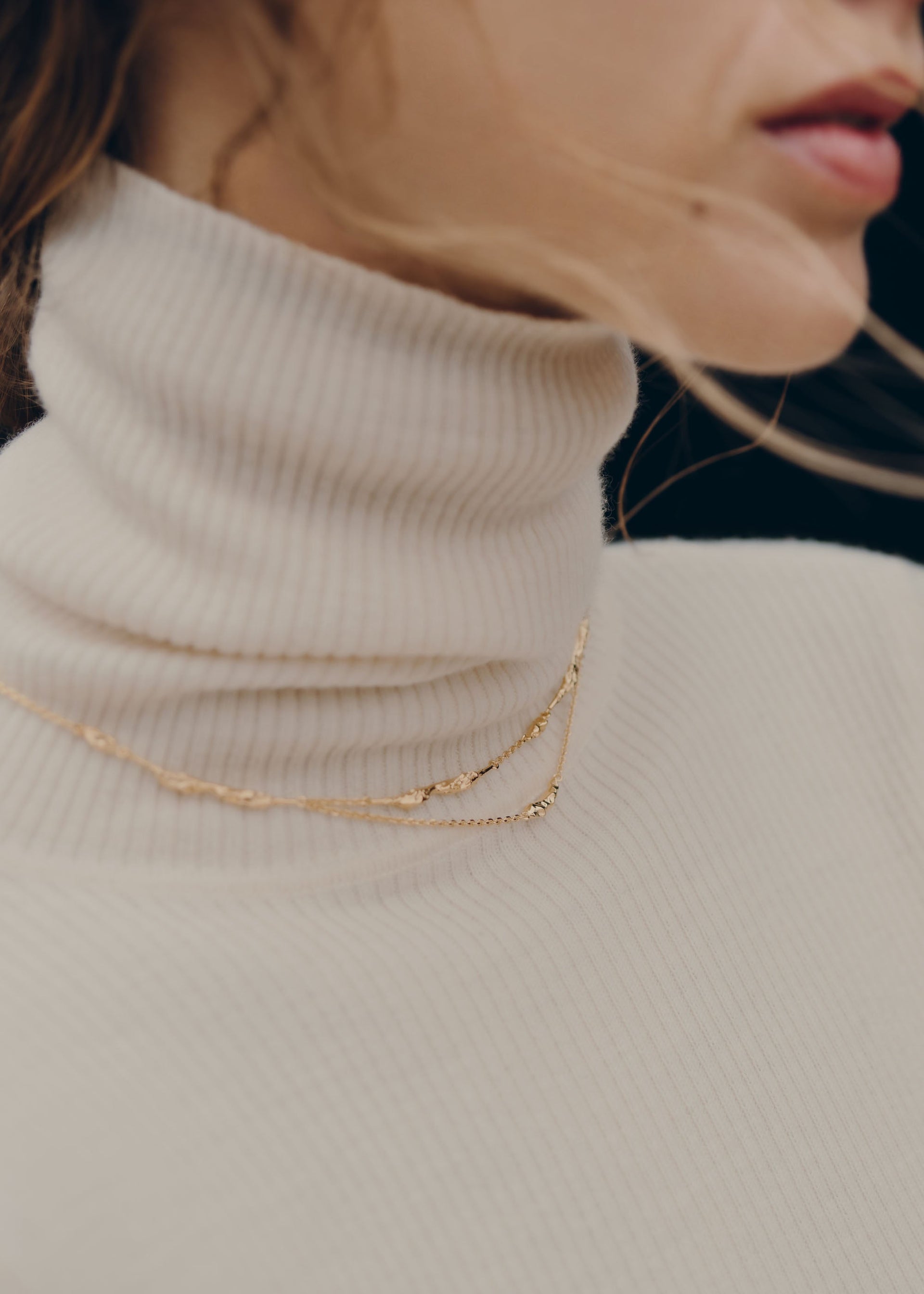 Cadena doble Eroz - chapada en oro de 24 quilates​