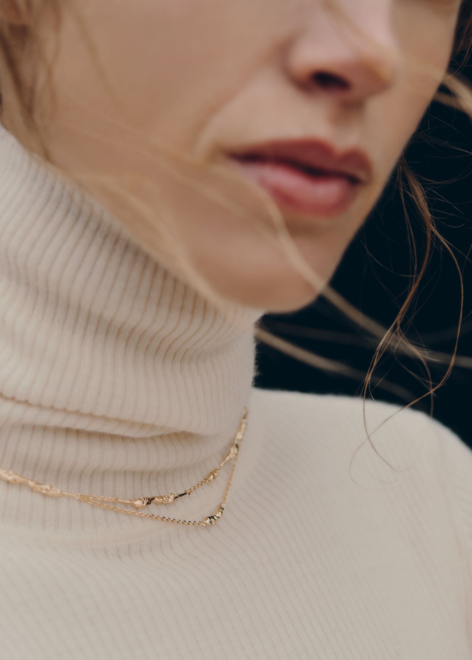 Cadena doble Eroz - chapada en oro de 24 quilates​