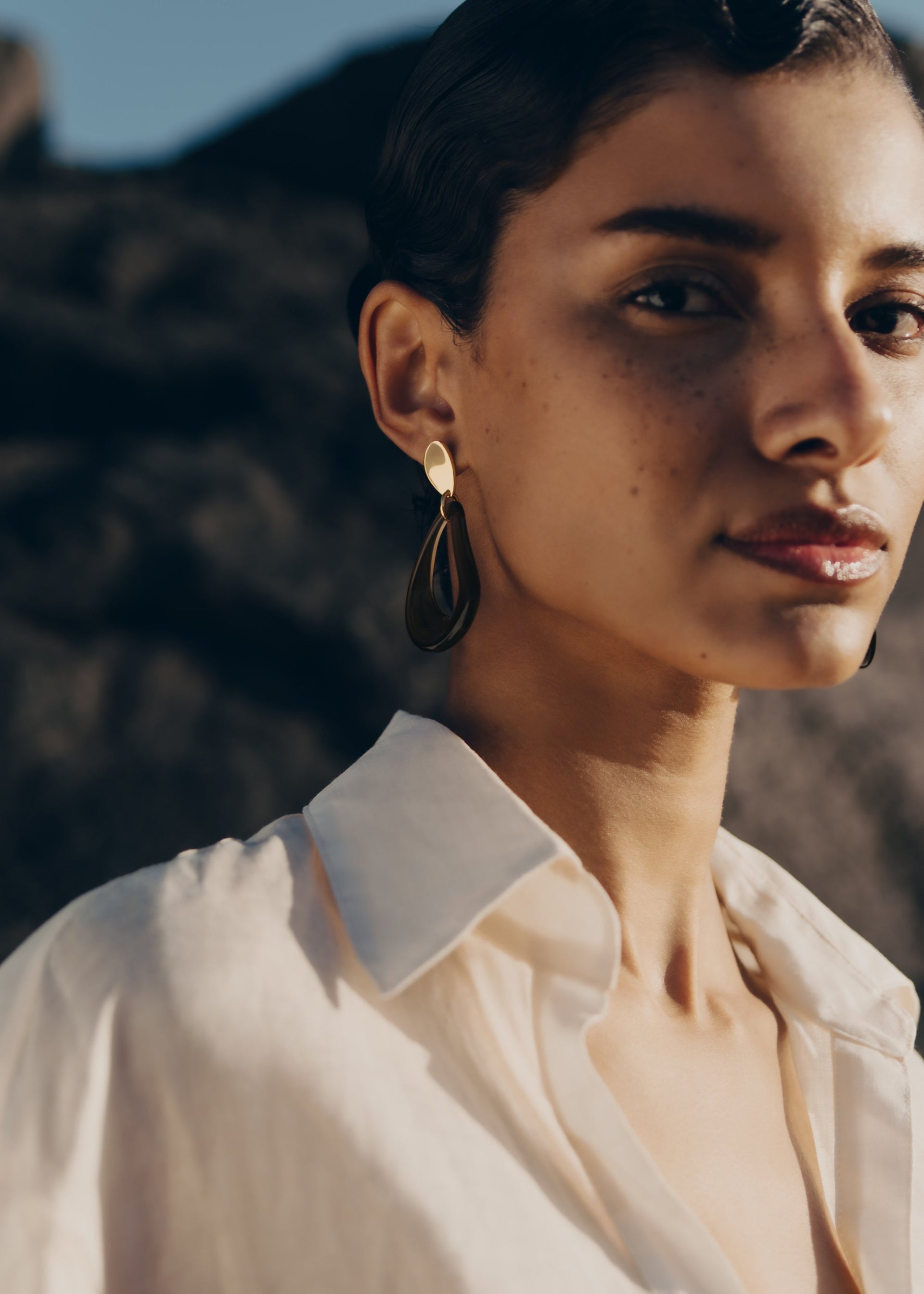 Pendientes largos Naé - Vidrio Ahumado