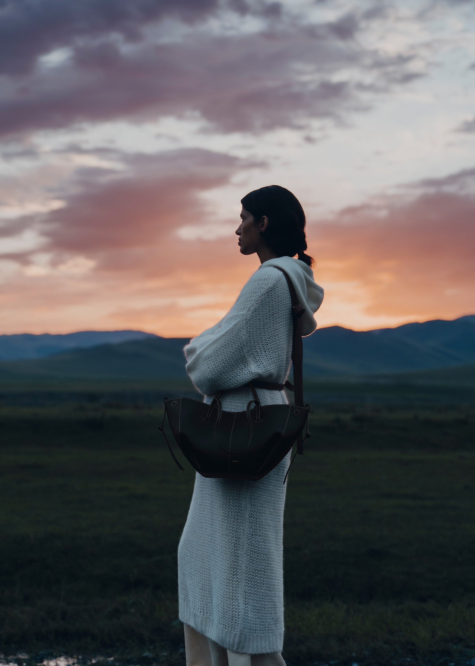 Cyme Mini - Nero Grano Cuciture Écru