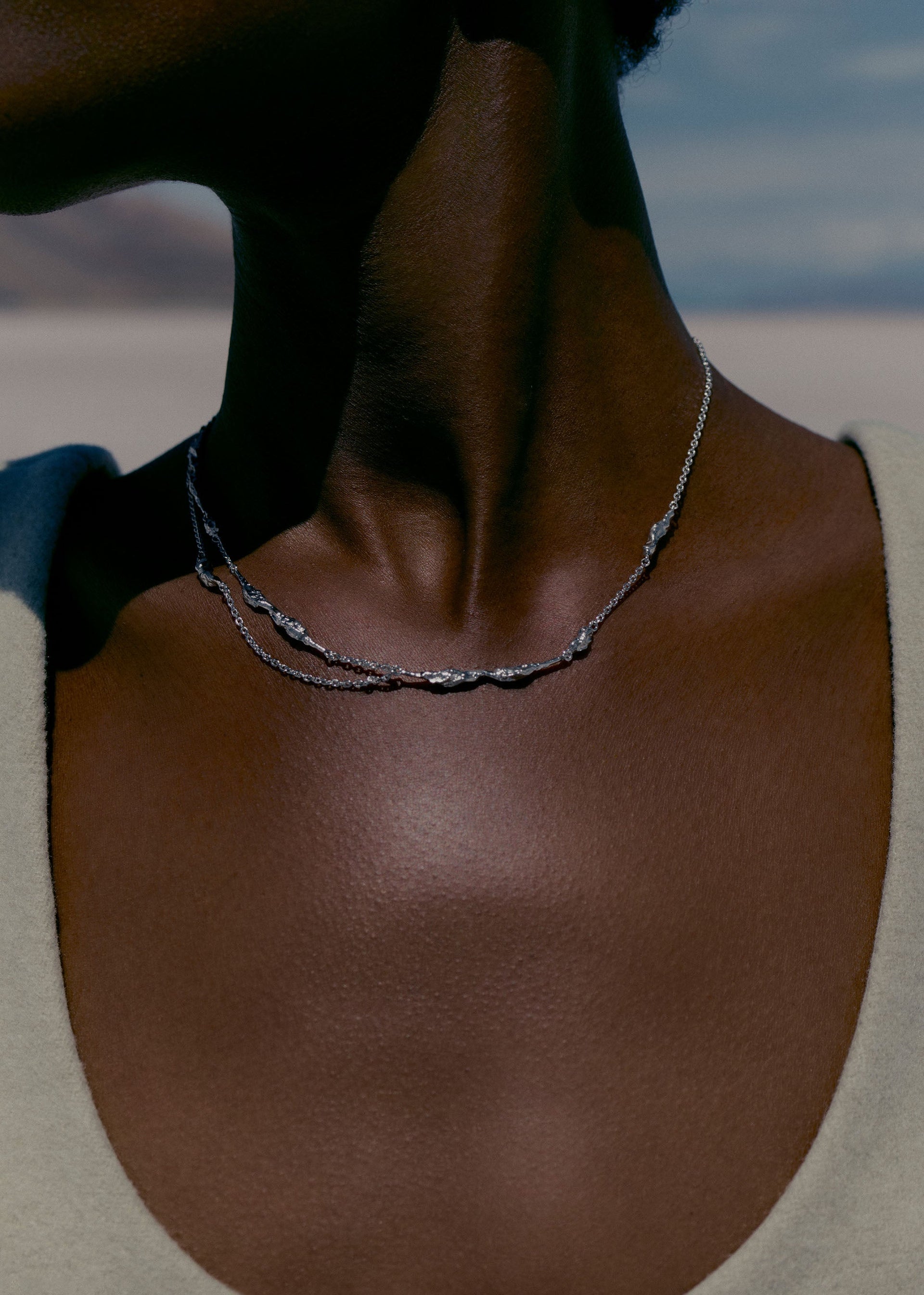 Cadena doble Eroz - Latón Chapado en Plata Rodiada