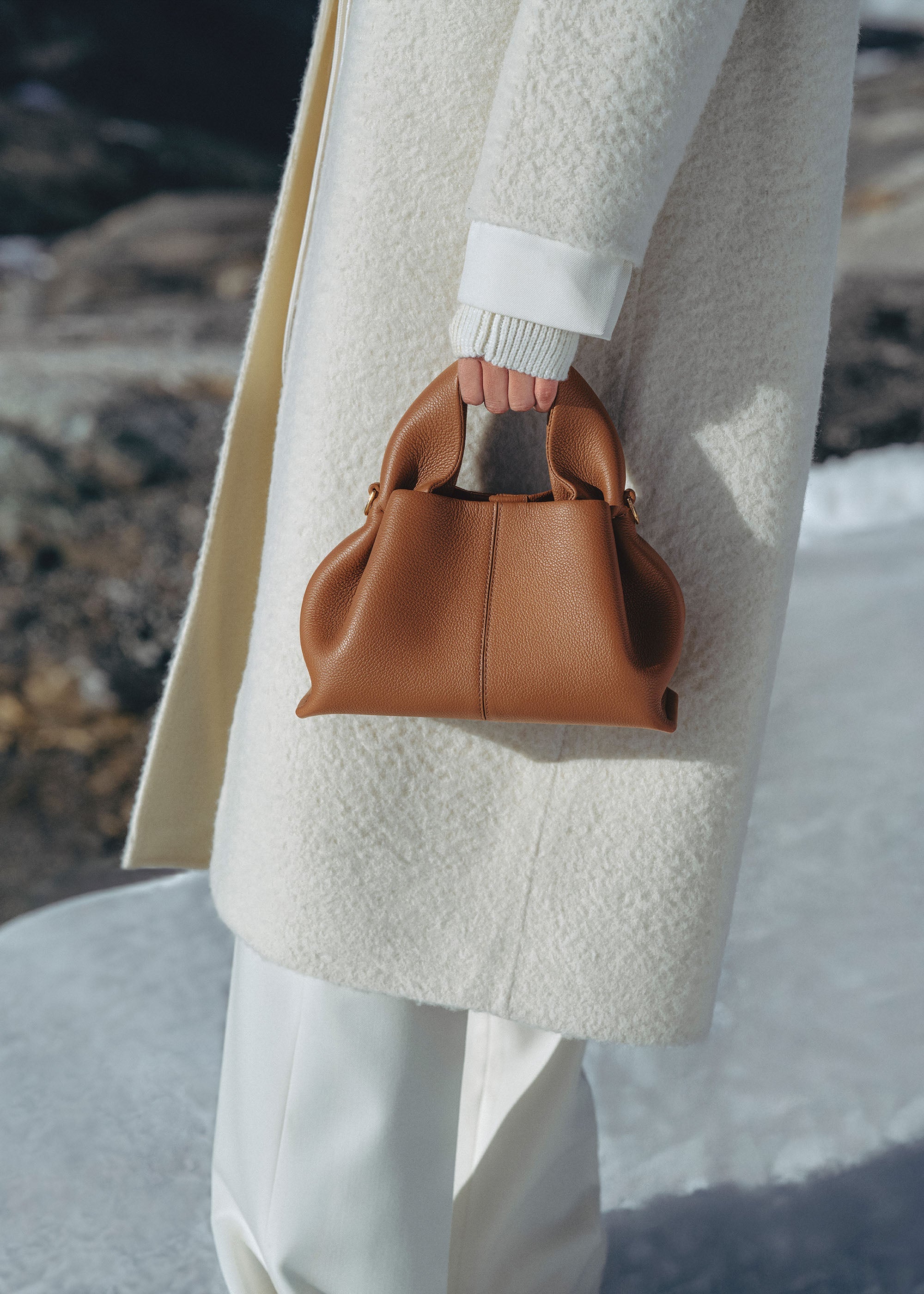 Polène | Bolso - Numéro Neuf Mini - Camel Piel Granulada – Polène ES