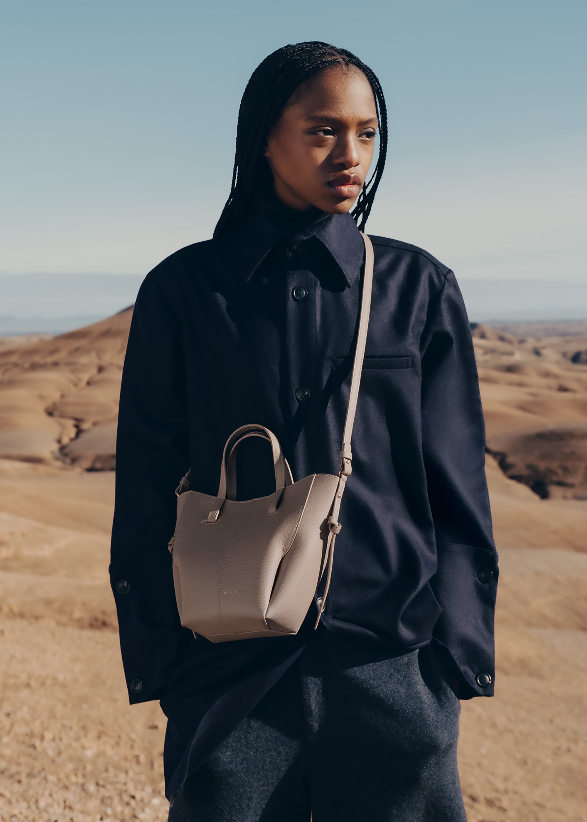 Polène | Bag - Cyme Tote Nano - Textured Taupe – Polène ES