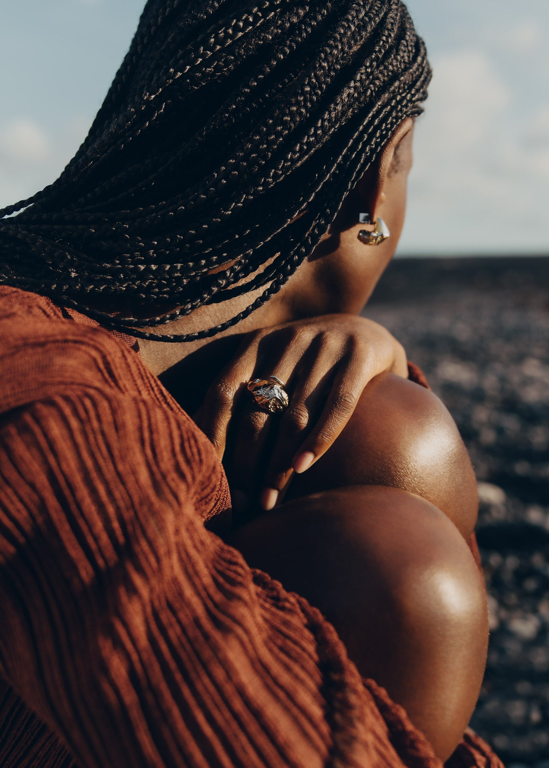 Pendientes Eroz​ - Dúo en paladio y oro de 24 quilates​