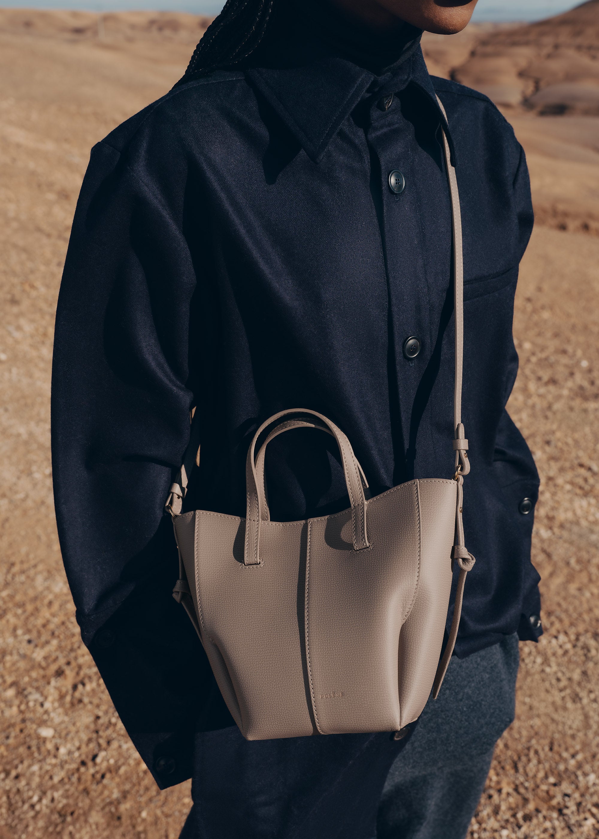 Polène | Bag - Cyme Tote Nano - Textured Taupe – Polène ES
