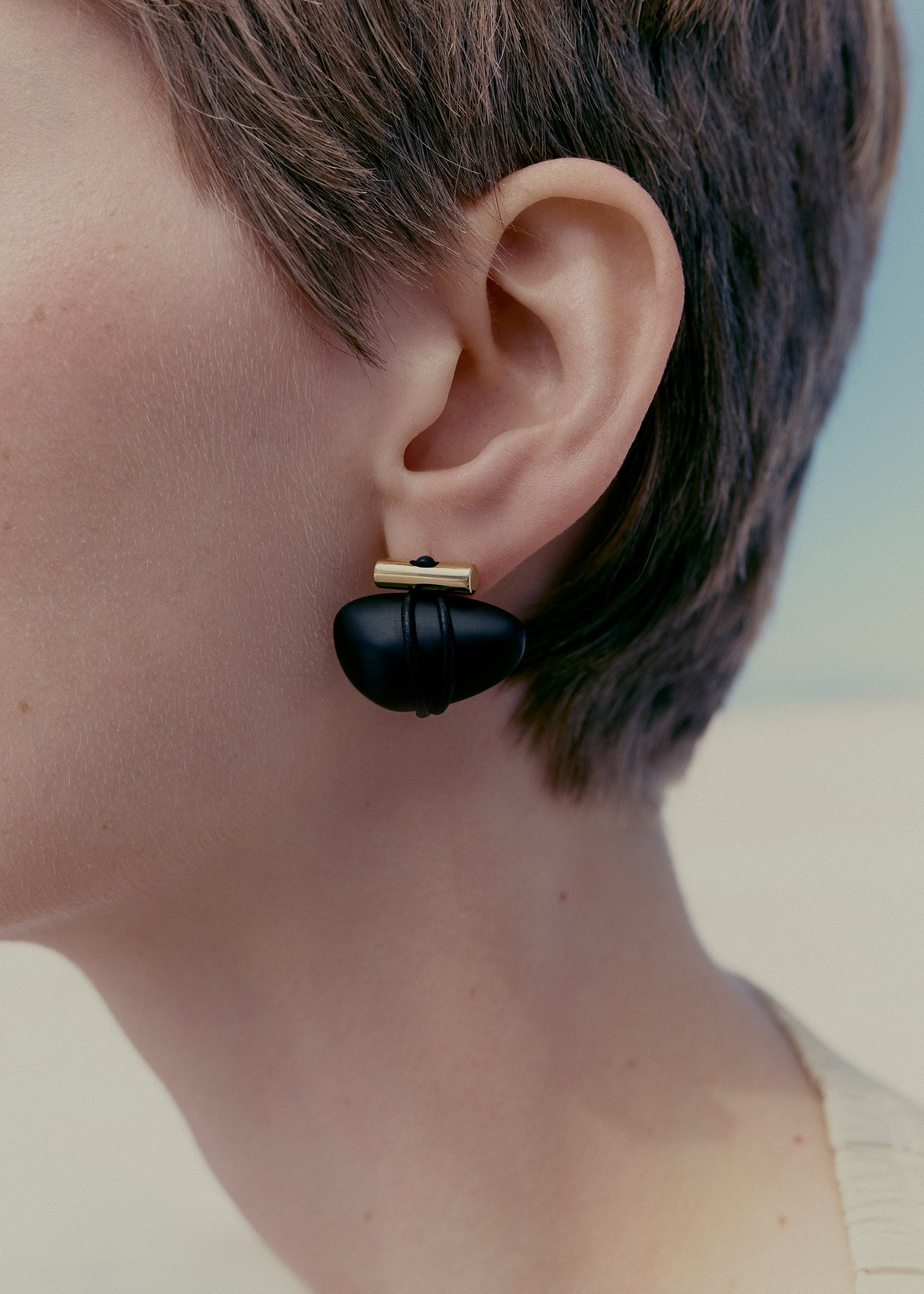 Pendientes de botón Téré - Mármol Negro