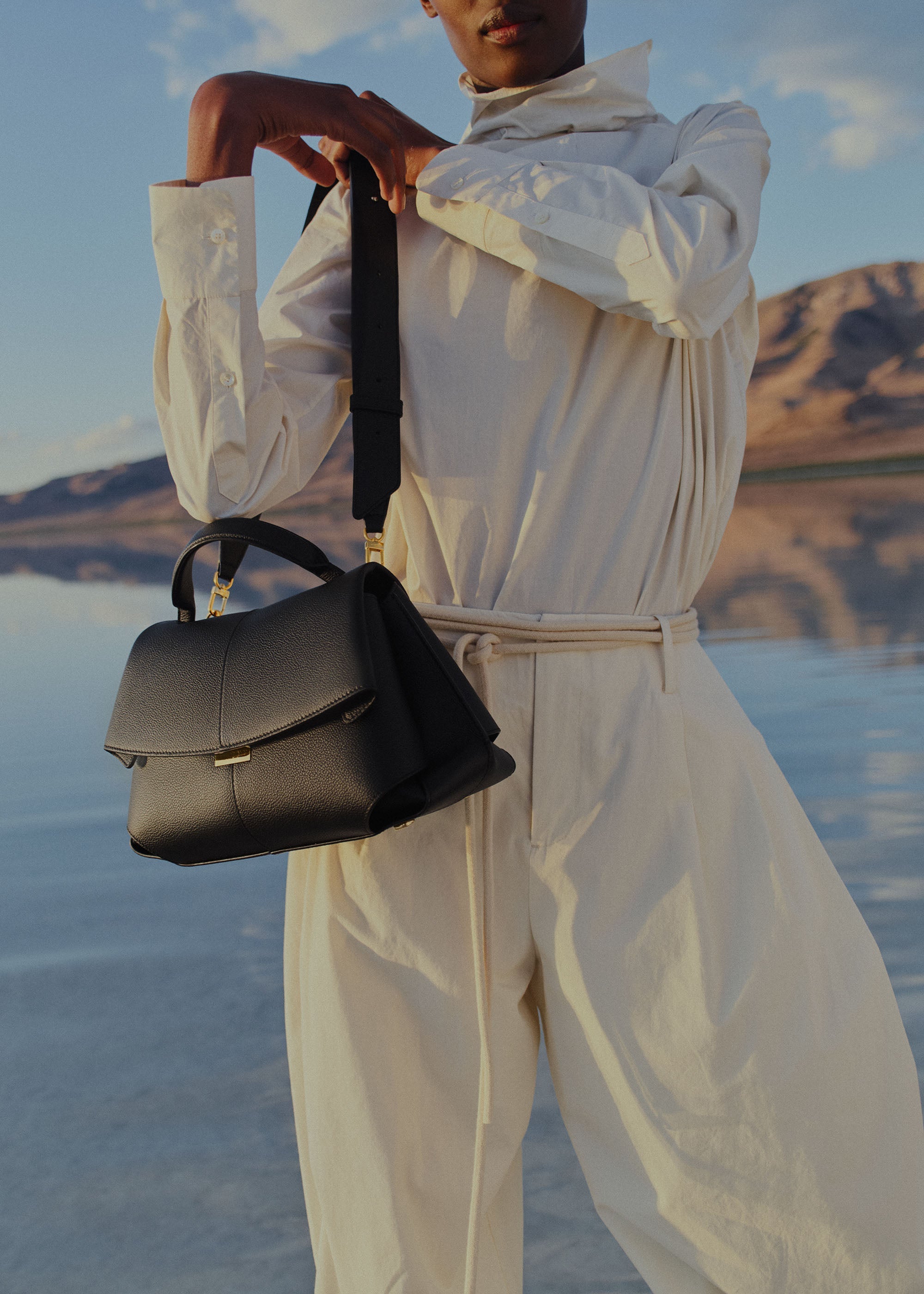 Polène | Bolso - Mokki Mini - Negro Piel Granulada – Polène ES