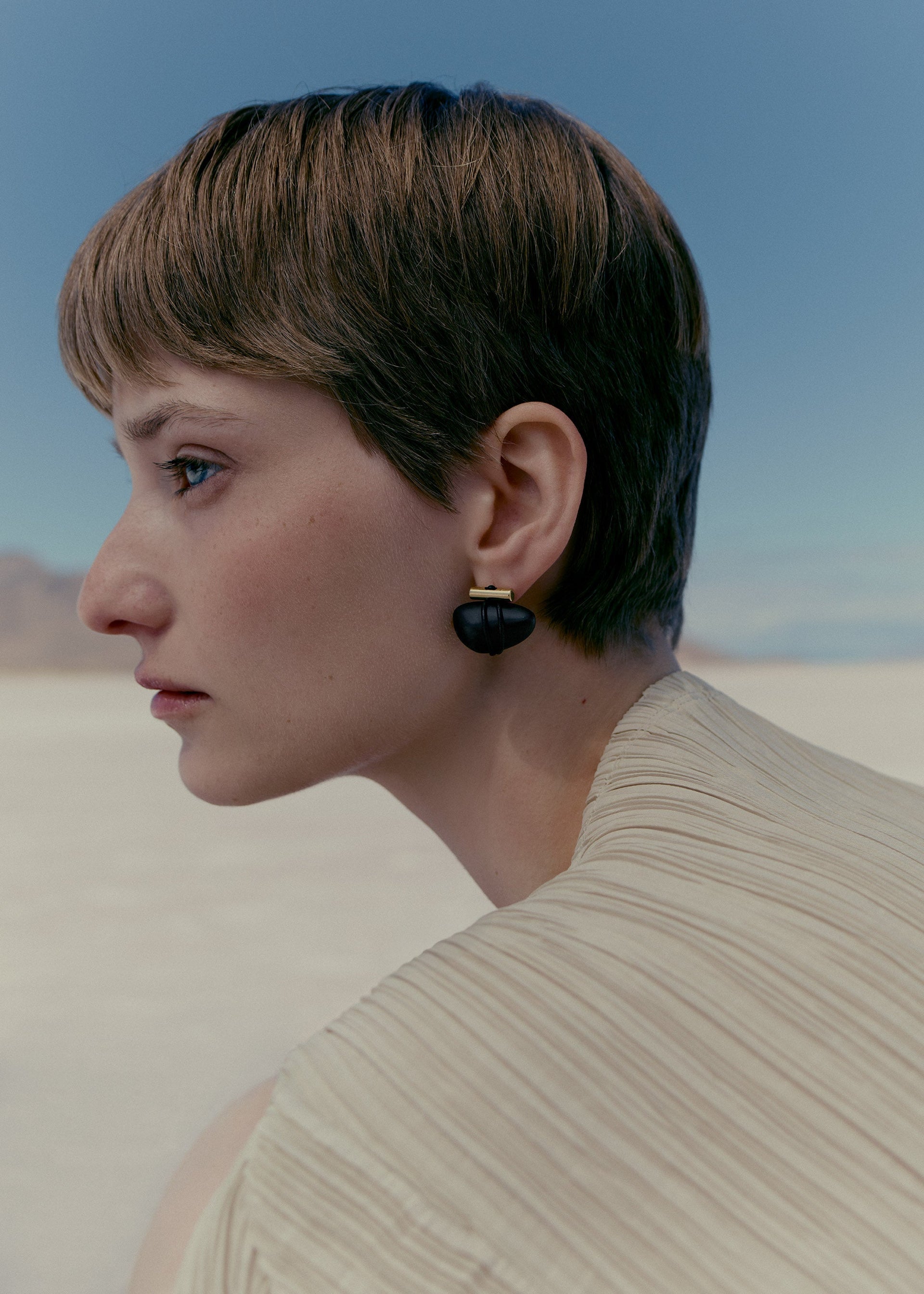 Pendientes de botón Téré - Mármol Negro