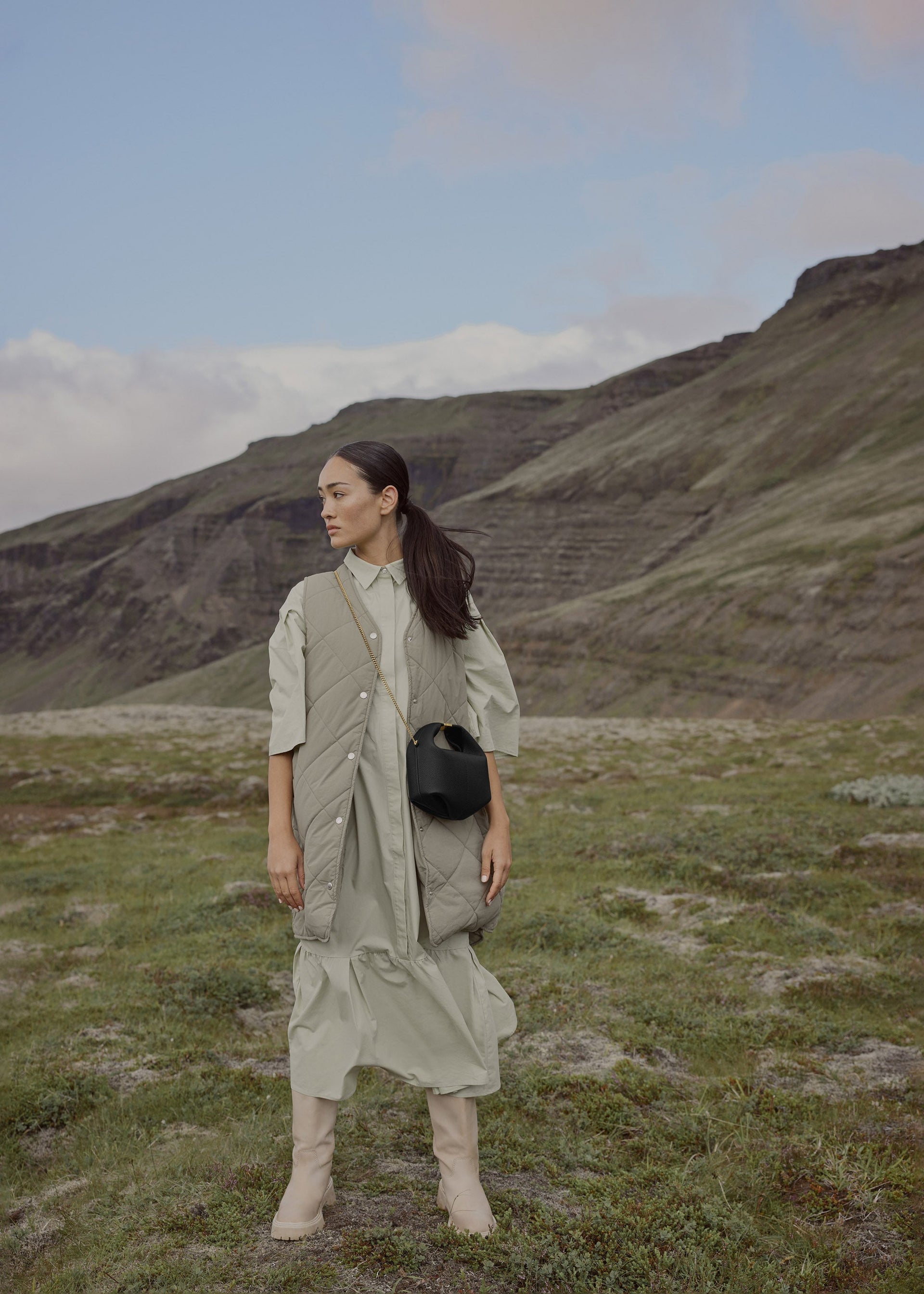 Béri - Cadena Negro Piel Granulada