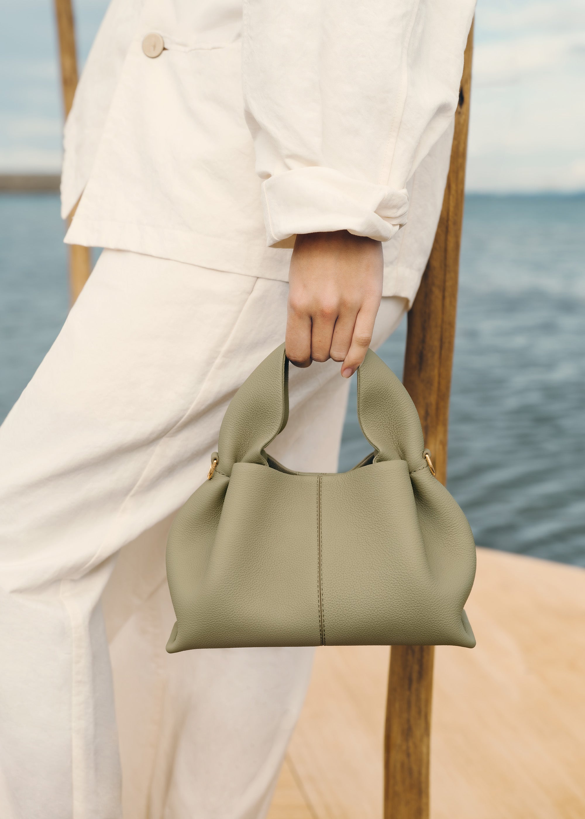 Polène | Bag - Numéro Neuf Mini - Textured Linden – Polène ES